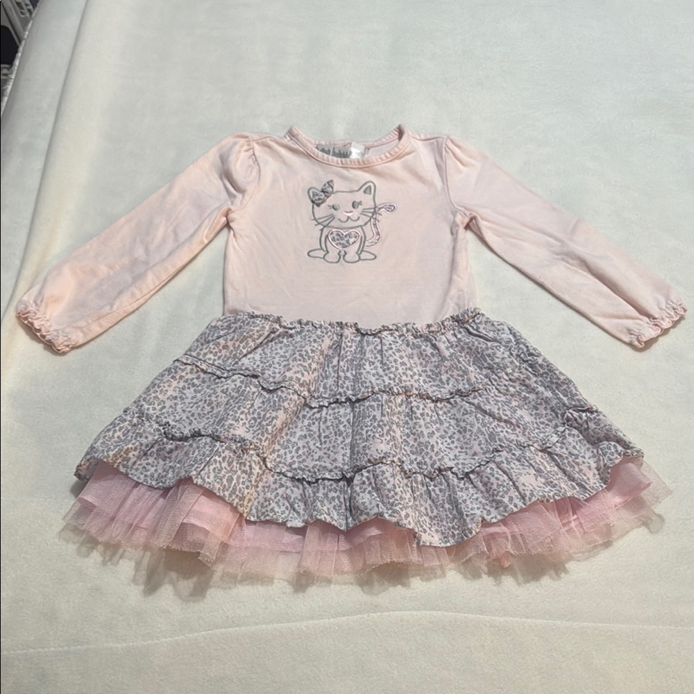 Youngland Pink and Gray Cat Dress